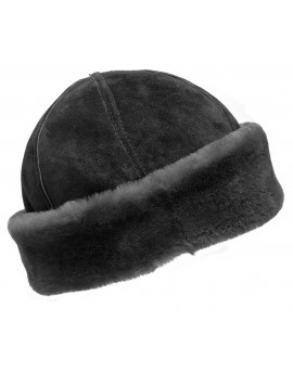 Skórzana czapka Beanie- czarny
