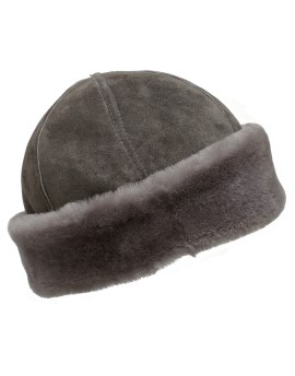 Skórzana czapka Beanie- czarny