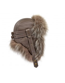 Skórzana czapka Eskimo- czarny