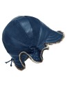 Skórzana czapka Pawie oko Merino- niebieski