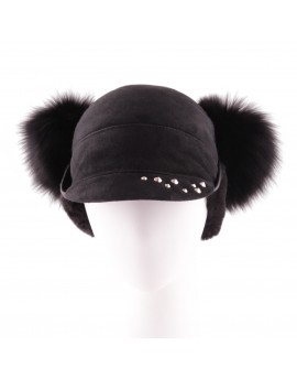Skórzana czapka Paris Bis- Czarny